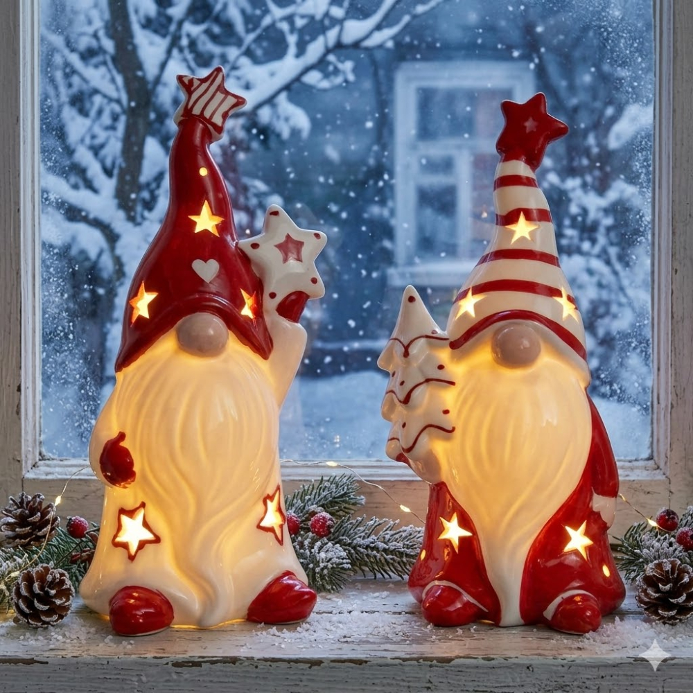 Weihnachtliches LED Wichtel mit roter Mütze - Höhe ca. 22 cm